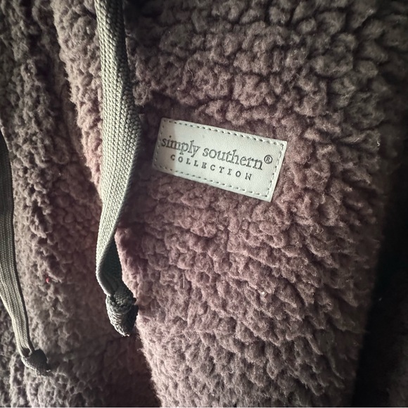 Simply Southern Black Sherpa Quarter zip Hoodie - Picture 4 of 5
